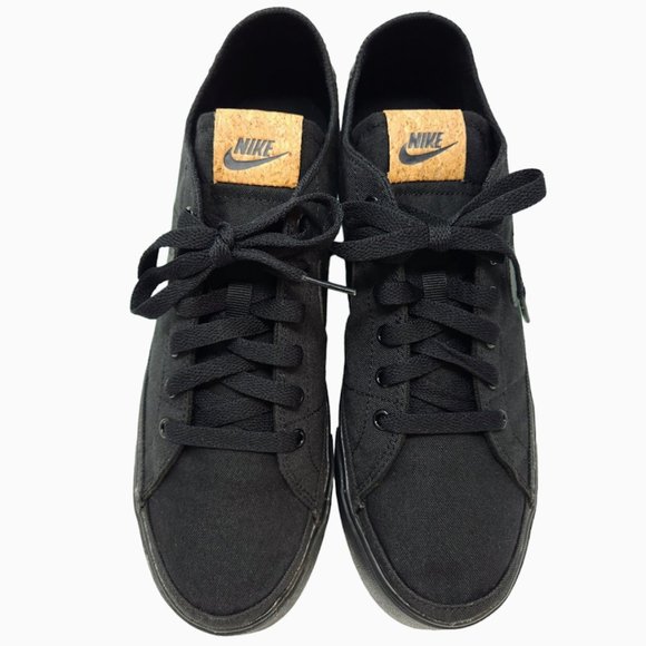 Nike Court Legacy Canvas Cork Black Low Top Sneakers New - Picture 3 of 13